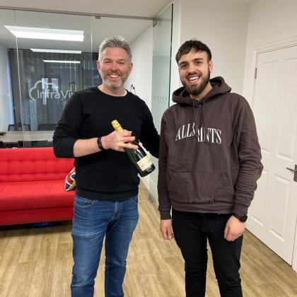 Tim Davey Congratulating Roberto for his first placement  